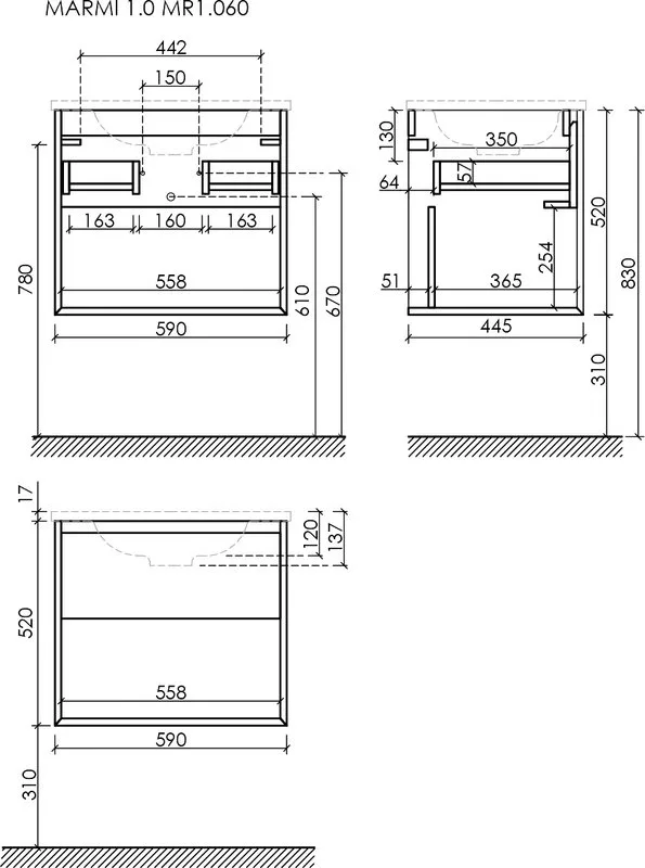 Тумба под раковину Sancos Marmi 1.0 60 подвесная дуб галифакс натуральный, MR1.060EG Sancos — официальный сайт
