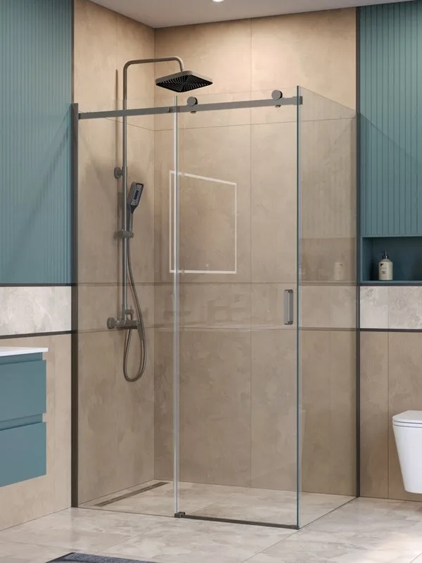 Душевой уголок BelBagno Soft Close-2 AH-1-130/100-C-GM профиль оружейная сталь Sancos — официальный сайт