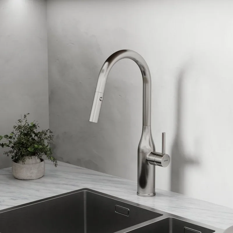 Смеситель для кухни Sancos Grand SC4002BNG с вытяжным изливом, нержавеющая сталь Sancos — официальный сайт