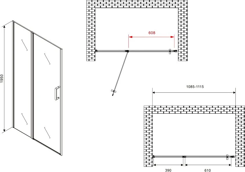 Душевая дверь в нишу Abber Sonnenstrand AG04110MS 110 см, профиль хром, стекло матовое Sancos — официальный сайт