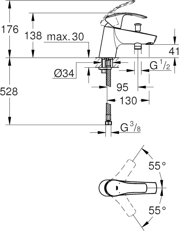 Смеситель на борт ванны Grohe Eurosmart 33412002, хром Sancos — официальный сайт