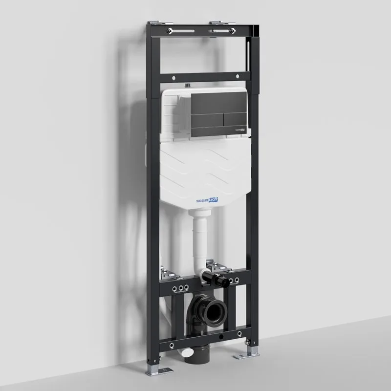 Система инсталляции для унитазов Wasserkraft Alme 15TLT.010.ME.MB04, с кнопкой смыва матовой черной Sancos — официальный сайт