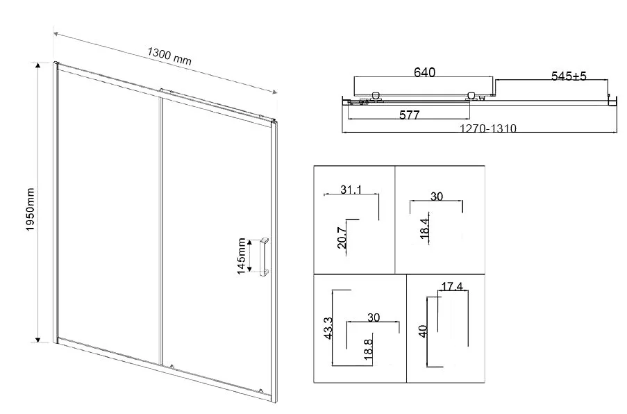 Душевая дверь в нишу Vincea City VDS-5CT130CLGM 130x195, профиль вороненая сталь Sancos — официальный сайт