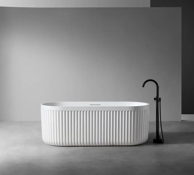 Ванна из искусственного камня Abber AM9925 170x75 см, отдельностоящая, матовая белая, овальная, с ка Sancos — официальный сайт