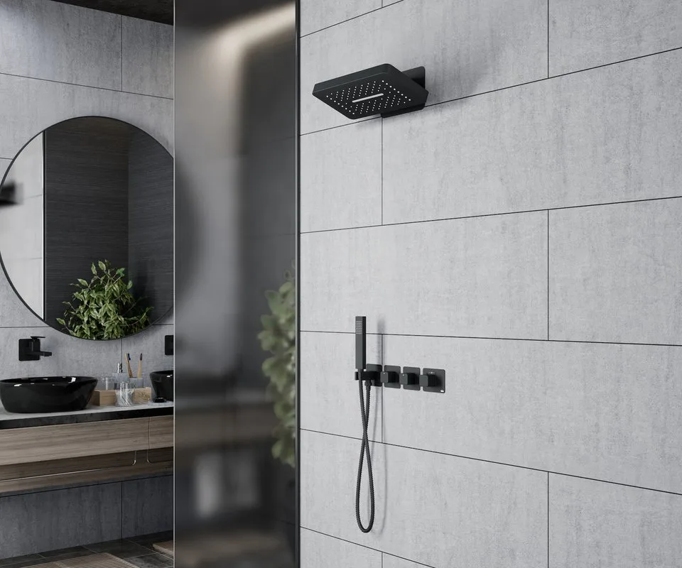 Душевой комплект Timo Petruma SX-5249/03SM, С ВНУТРЕННЕЙ ЧАСТЬЮ, с термостатом, матовый черный Sancos — официальный сайт