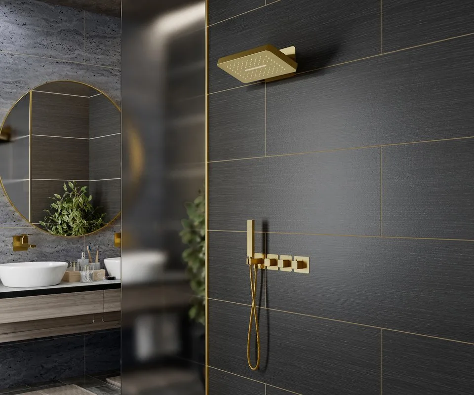 Душевой комплект Timo Petruma SX-5249/17SM, С ВНУТРЕННЕЙ ЧАСТЬЮ, с термостатом, матовое золото Sancos — официальный сайт