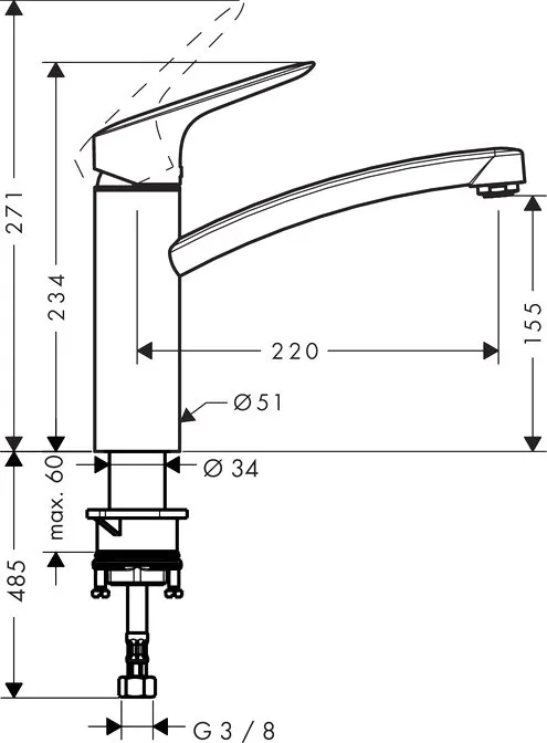 Смеситель для кухни Hansgrohe Logis 71832000 Sancos — официальный сайт