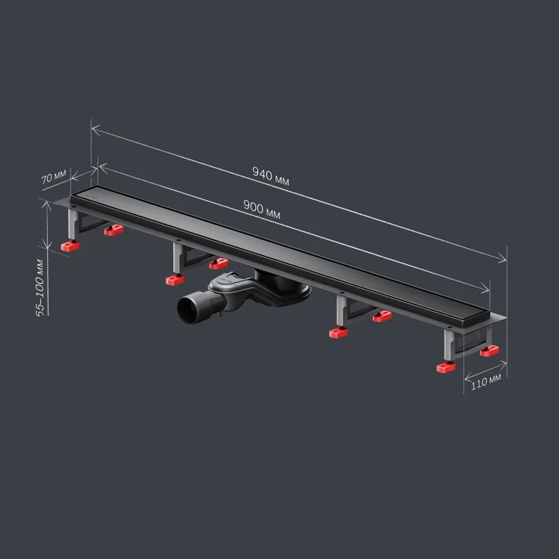 Душевой трап (лоток) AM.PM MasterFlow Tile 90 см, черный матовый Sancos — официальный сайт