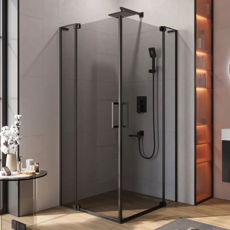 Душевой уголок Cezares Slider A 2 90/100 Grigio Nero профиль черный, стекло серое Sancos — официальный сайт