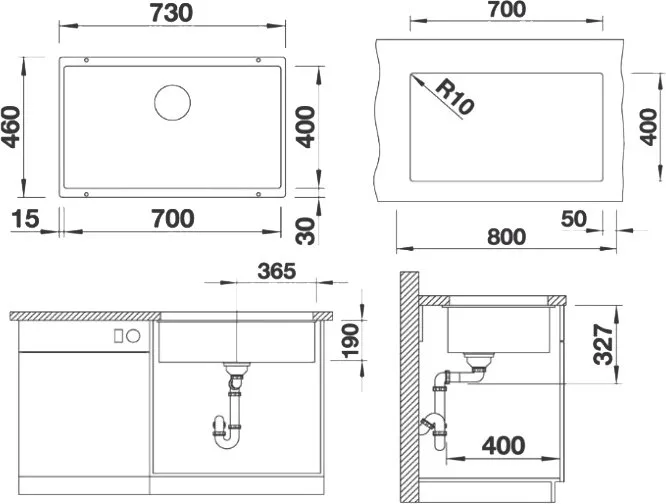 Мойка кухонная Blanco Subline 700-U серый беж Sancos — официальный сайт