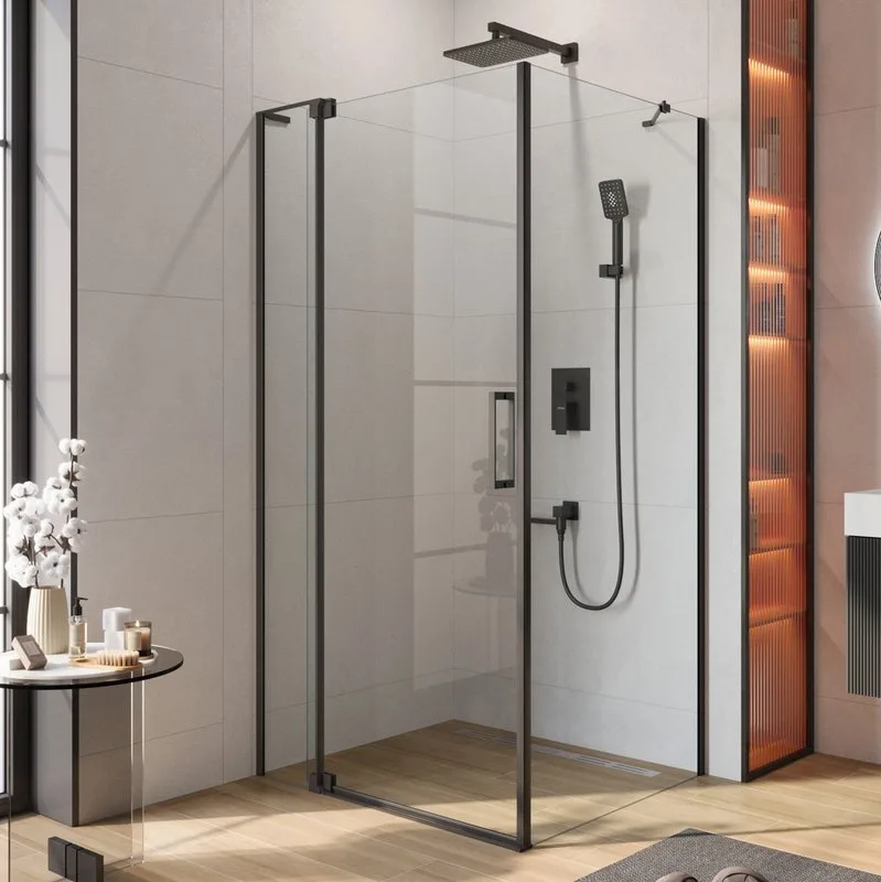 Душевой уголок Cezares Slider AH 1 100-100/110 C Nero профиль черный, стекло прозрачное Sancos — официальный сайт