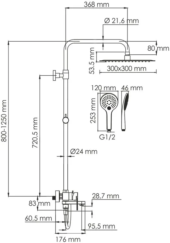 Душевая стойка Wasserkraft Mindel 8500 A185.163.155.WM, белая Sancos — официальный сайт