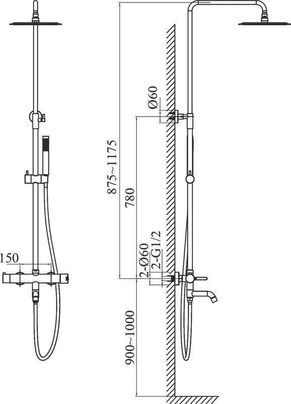 Душевая стойка AltroBagno Unione 030211 RaSp, матовая медь Sancos — официальный сайт