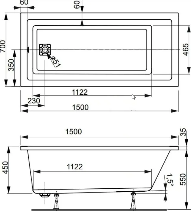 Акриловая ванна Vagnerplast Cavallo VPBA157CAV2X-04 без опоры 150x70 см, пристенная, ультрабелая Sancos — официальный сайт