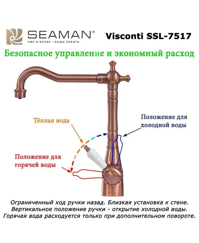 Смеситель для кухни Seaman Visconti SSL-7517-AU aurora Sancos — официальный сайт