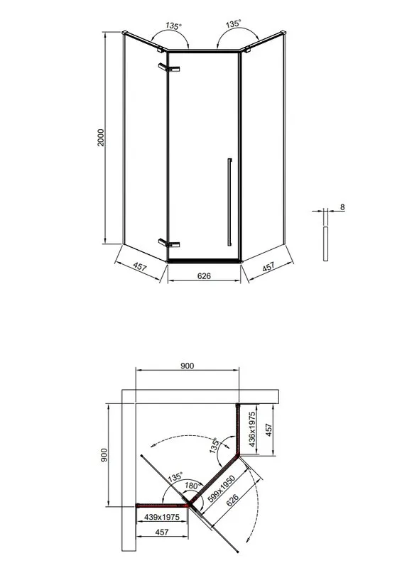 Душевой уголок Timo TTSSP-90/03C-8 90x90 см, профиль черный, стекло прозрачное Sancos — официальный сайт