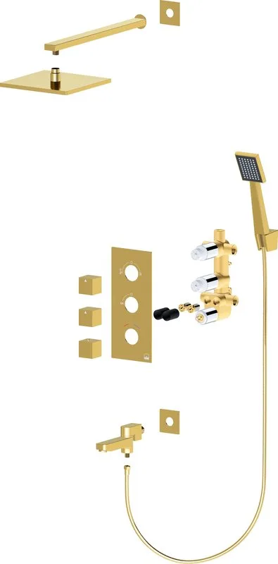 Душевой комплект Timo Tetra-Thermo SX-0199/17SM, С ВНУТРЕННЕЙ ЧАСТЬЮ, с термостатом, золото Sancos — официальный сайт