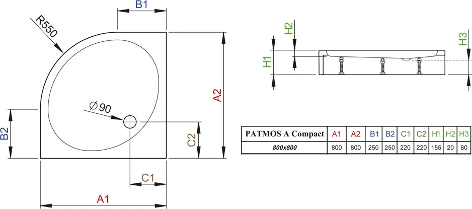 Поддон для душа Radaway Patmos A800 compact Sancos — официальный сайт