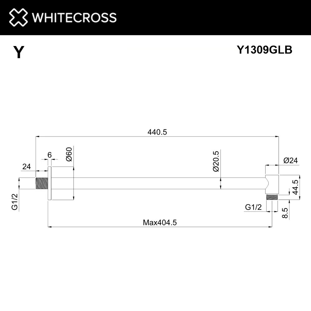 Кронштейн для верхнего душа WHITECROSS Y Y1309GLB брашированное золото Sancos — официальный сайт