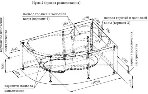 Акриловая ванна Radomir Vannesa Ирма 2 2-01-0-2-1-216 R 150x95 см, угловая, правая, пристенная, бела Sancos — официальный сайт