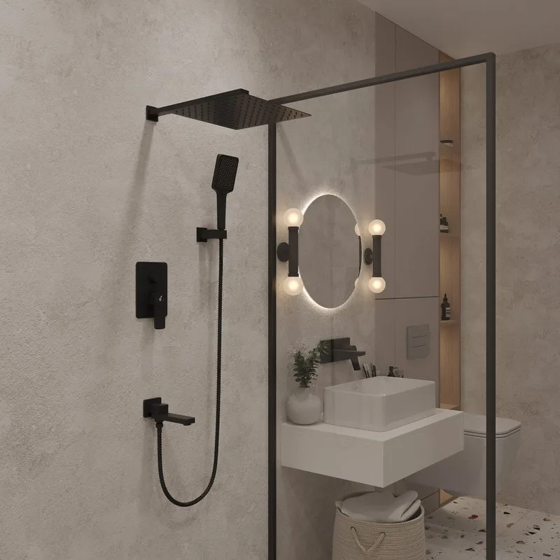 Душевой комплект Oliveeka D OL-939003-MB С ВНУТРЕННЕЙ ЧАСТЬЮ, матовый черный Sancos — официальный сайт