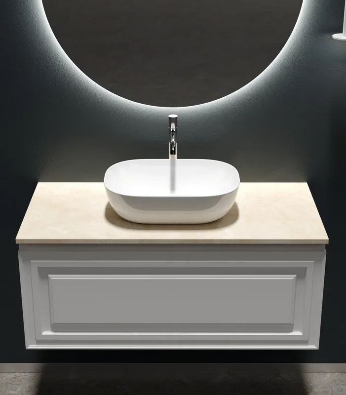 Тумба с раковиной Sancos Very 100 см, bianco, столешница бежевая, раковина CN6009 Sancos — официальный сайт