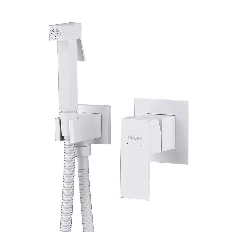 Гигиенический душ Abber Daheim AF8225W, со смесителем, С ВНУТРЕННЕЙ ЧАСТЬЮ, матовый белый Sancos — официальный сайт