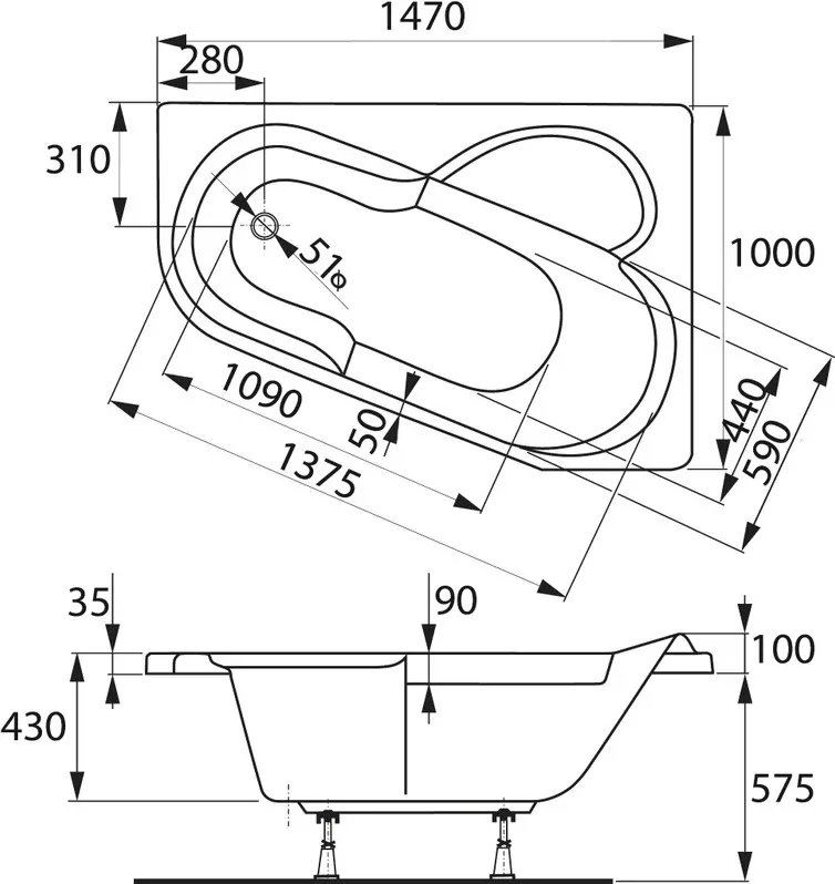 Акриловая ванна Vagnerplast Selena VPBA141SEL3PE-04 R без опоры 145x100 см, угловая, правая, встраив Sancos — официальный сайт