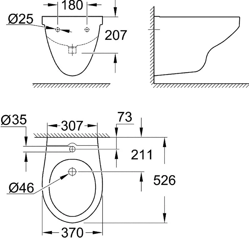 Биде подвесное Grohe Bau Ceramic 39433000 Sancos — официальный сайт