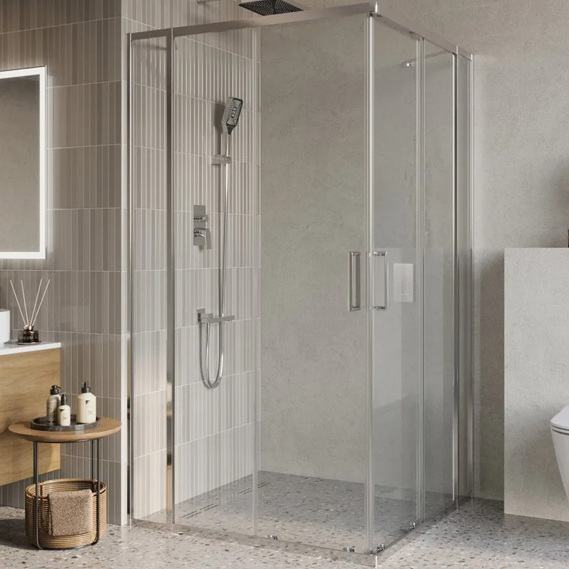 Душевой уголок BelBagno Luce A-22-80+25-C-Cr профиль хром, стекло прозрачное Sancos — официальный сайт