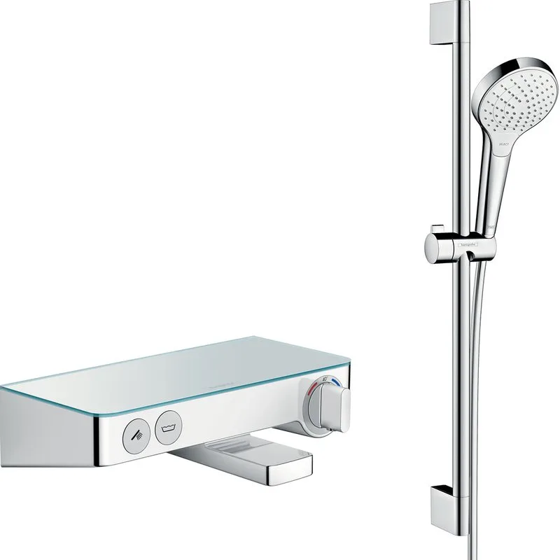 Термостатический смеситель Hansgrohe Ecostat Select 13151000, для ванны с душем + душевой гарнитур Sancos — официальный сайт