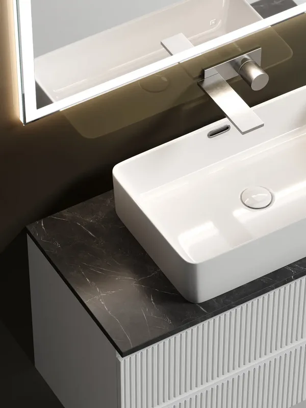 Тумба с раковиной Sancos Snob T 100 см, bianco, столешница черный мрамор, раковина CN5025 Sancos — официальный сайт
