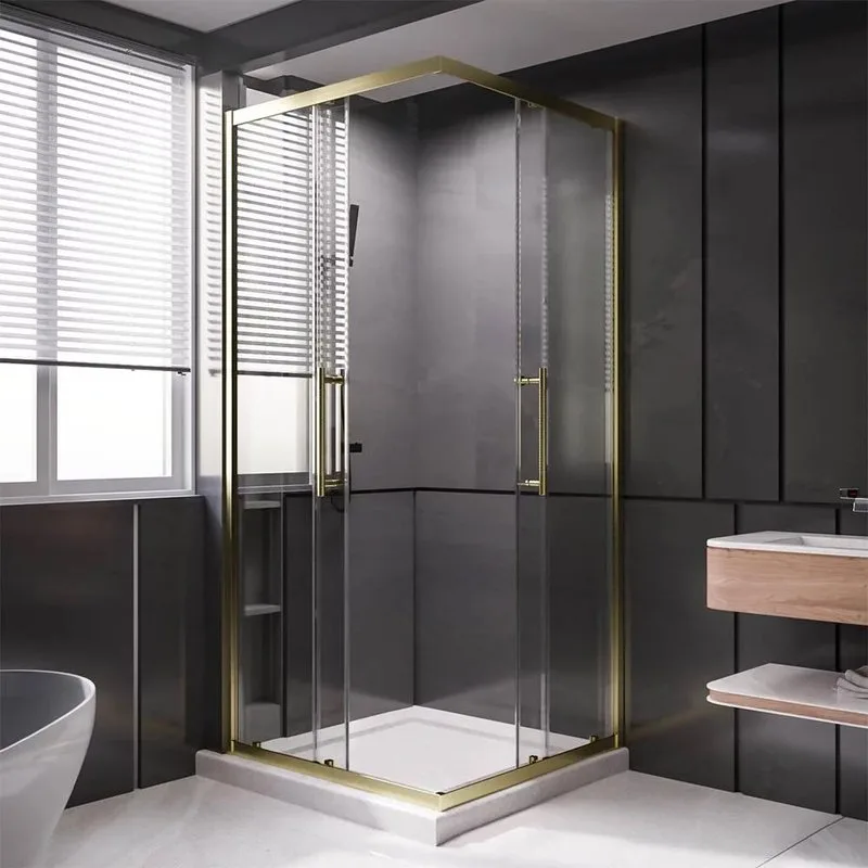 Душевой уголок Veconi Premium Trento PTC-20G 100x80, профиль брашированное золото, стекло прозрачное Sancos — официальный сайт