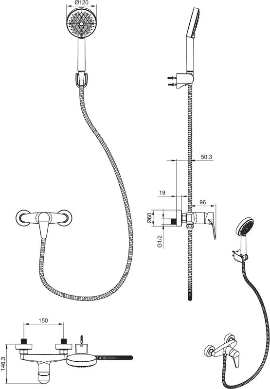 Смеситель для душа Wonzon & Woghand WW-AE3102-MB матовый черный Sancos — официальный сайт
