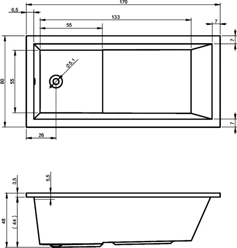 Акриловая ванна Riho Lusso Plus 170x80 см, пристенная, белая, на ножках, со сливом-переливом Sancos — официальный сайт