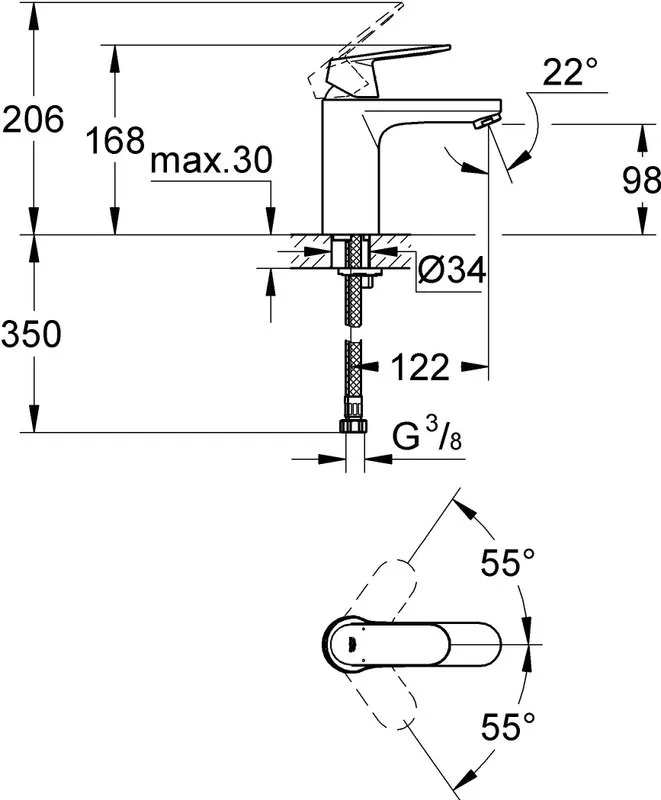 Смеситель для раковины Grohe Eurosmart Cosmopolitan 23327000 Sancos — официальный сайт