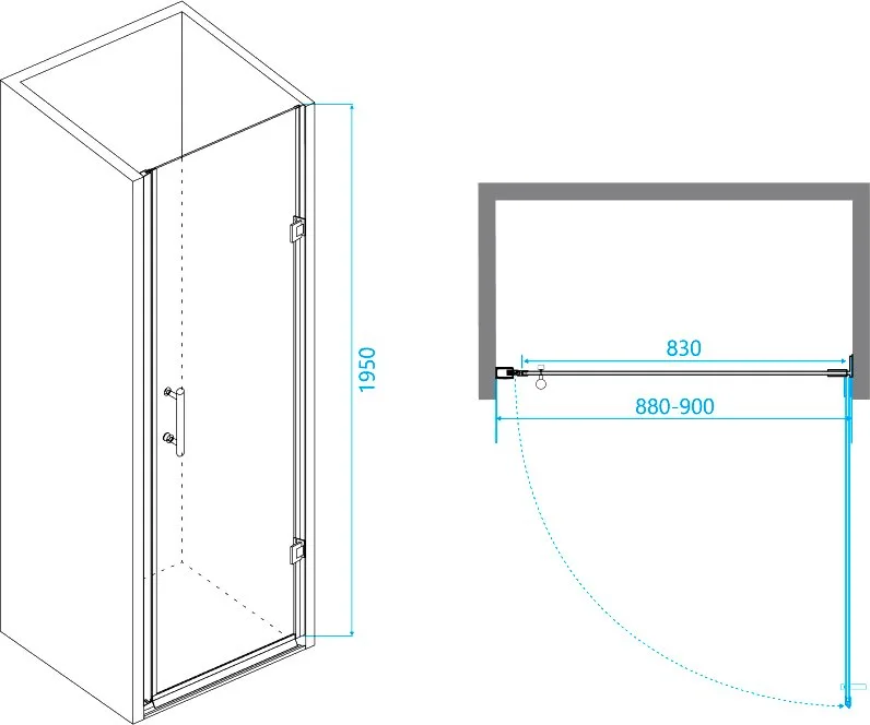 Душевая дверь в нишу RGW Passage PA-06B 41080609-14 90х195, профиль черный Sancos — официальный сайт