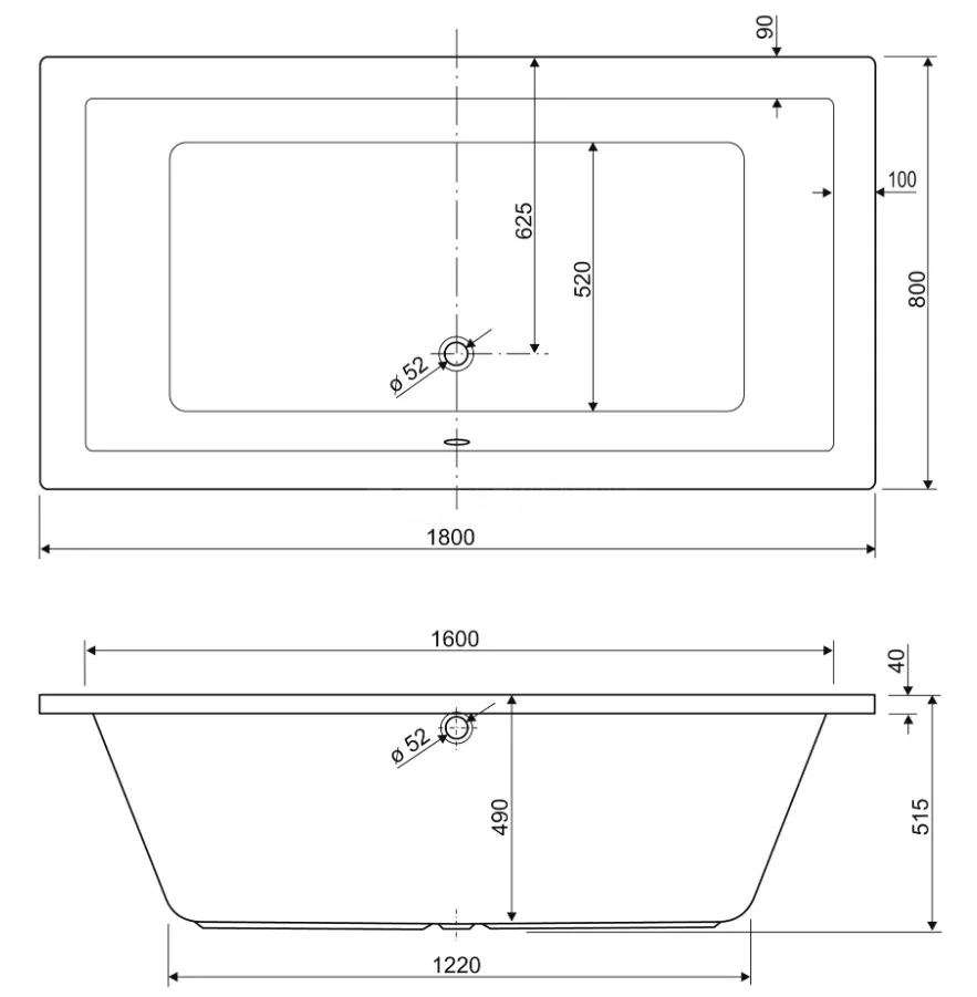 Акриловая ванна Cezares Plane 180-80-49-W37 без опоры 180x80 см, пристенная, белая Sancos — официальный сайт