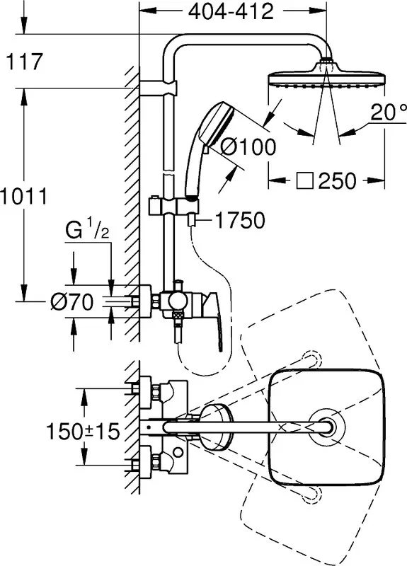 Душевая стойка Grohe Tempesta Cosmopolitan System 250 26692000 Sancos — официальный сайт