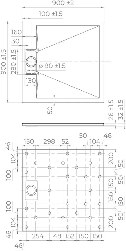 Поддон для душа RGW TUS W 90x90 Sancos — официальный сайт