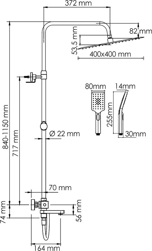 Душевая стойка Wasserkraft Aller A199.119.126.087.CH Thermo, с термостатом, хром Sancos — официальный сайт