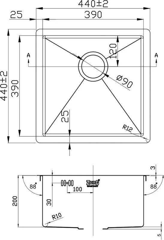 Мойка кухонная Zorg Inox R 4444 Sancos — официальный сайт