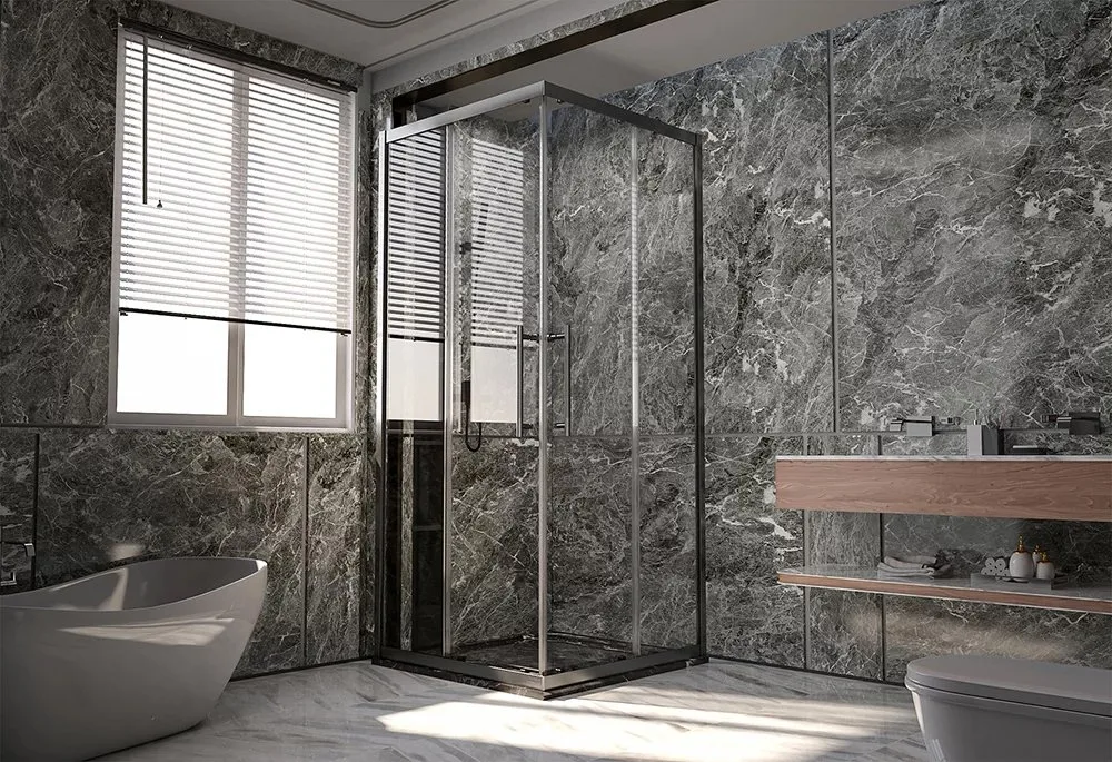 Душевой уголок Veconi Premium Trento PTC-20GR 80x80, профиль брашированный графит, стекло прозрачное Sancos — официальный сайт