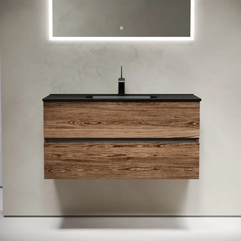 Тумба с раковиной Sancos Urban 100 дуб чарльстон, черная раковина CN7003MB Sancos — официальный сайт