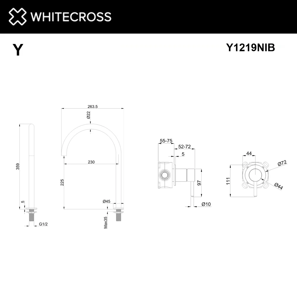 Смеситель для раковины WHITECROSS Y Y1219NIB С ВНУТРЕННЕЙ ЧАСТЬЮ, брашированный никель Sancos — официальный сайт