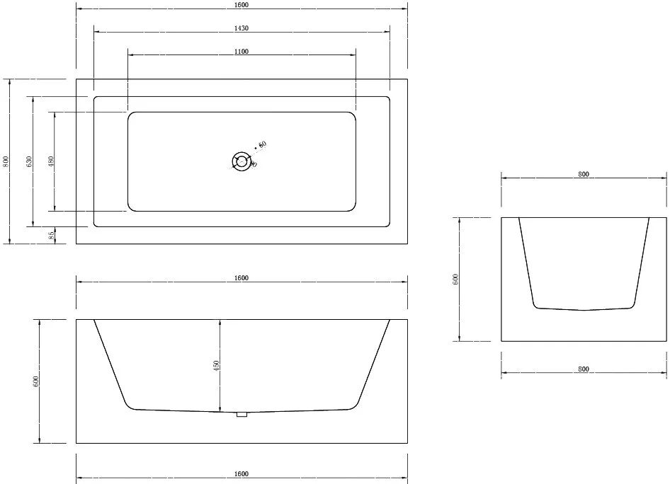 Акриловая ванна Abber AB9406-1.6 160x80 см, отдельностоящая, белая, с каркасом, со сливом-переливом Sancos — официальный сайт