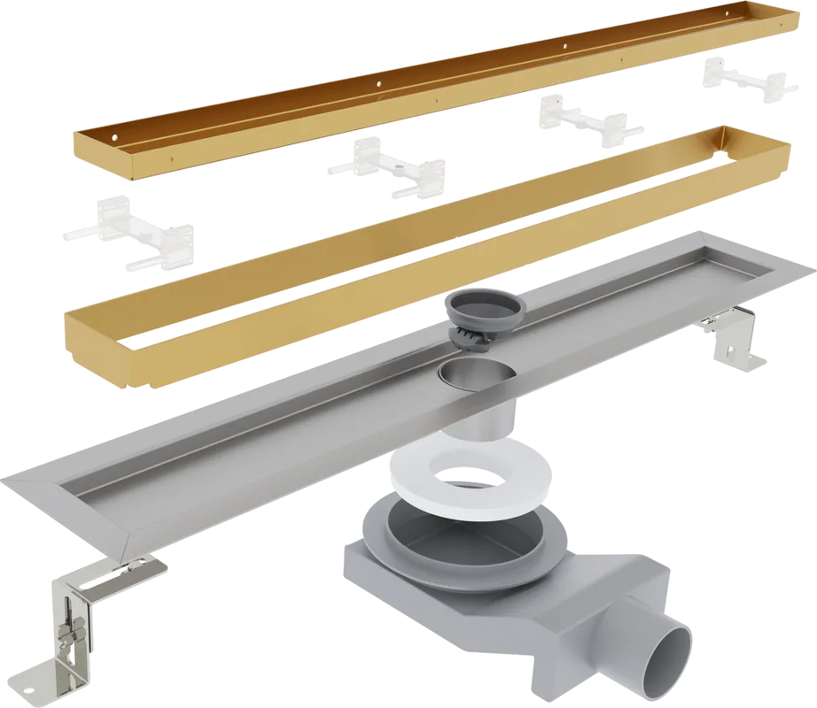 Душевой трап (лоток) Plumberia Selection PST In-Tile 80 см, золото брашированное Sancos — официальный сайт