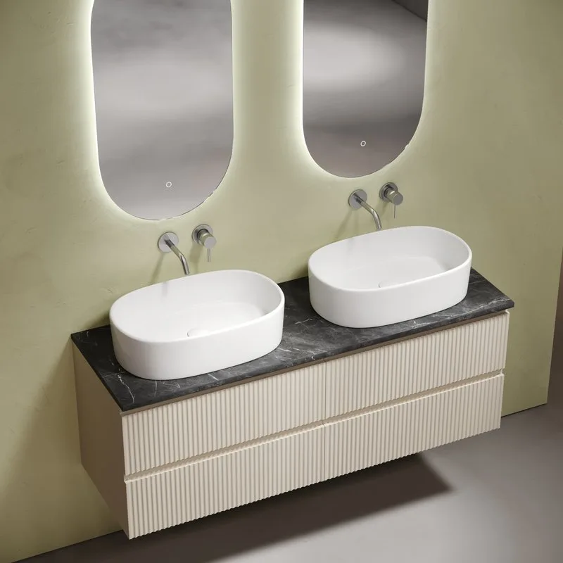 Тумба с раковиной Sancos Snob R 140 beige soft, столешница черный мрамор TT140A1, раковина CN6075 Sancos — официальный сайт