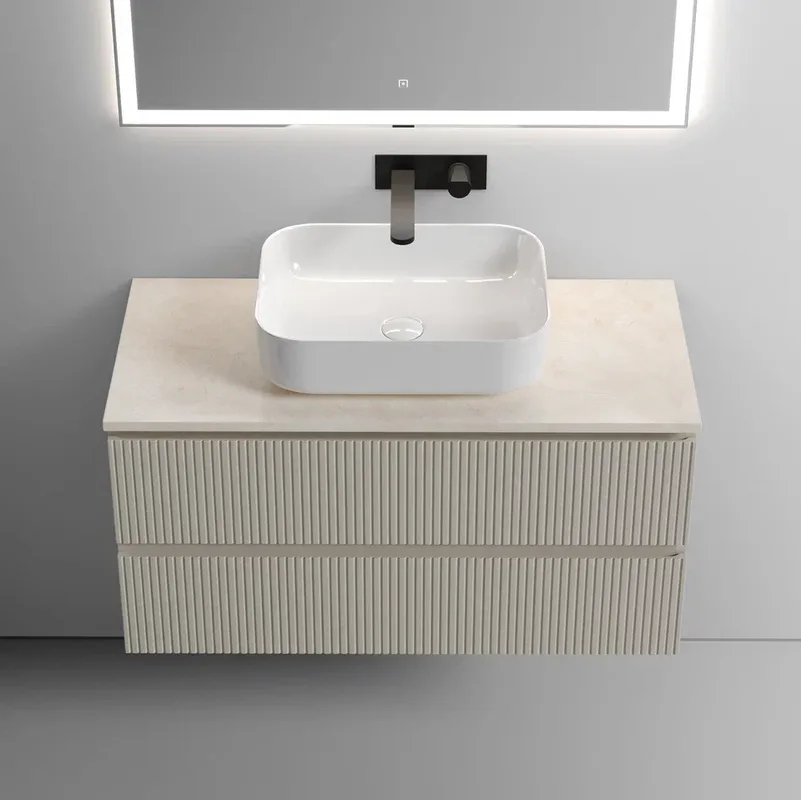 Тумба с раковиной Sancos Snob T 100 см, beige soft, столешница бежевая, раковина CN6011 Sancos — официальный сайт
