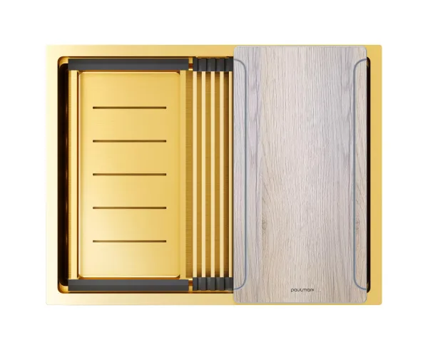 Мойка кухонная Paulmark Next-Multi Sink 58 UNI PM785845-BG брашированное золото